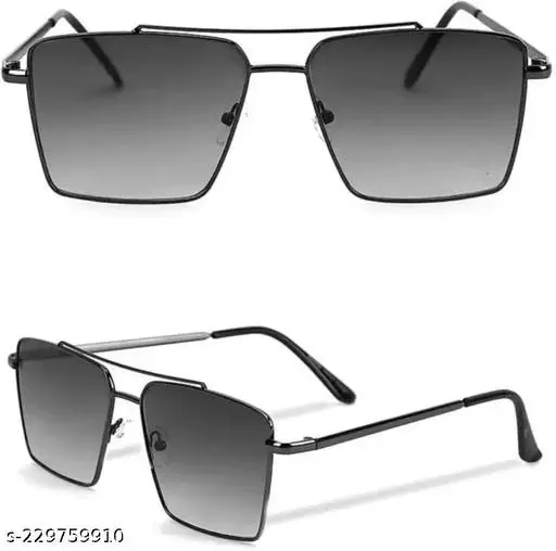 SKYLEXO UV Protection, UV Protection Retro Square Sunglasses (54) (For Men & Women, Black)