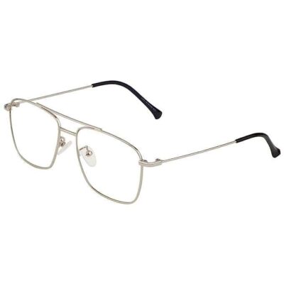 Unisex Double Bridge Square Eyeglasses Silver